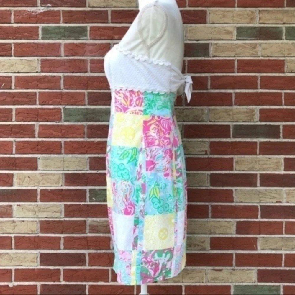 Lilly Pulitzer Franco State Patch Ric Rac White Pink Strapless Dress 👗 - Picture 7 of 14